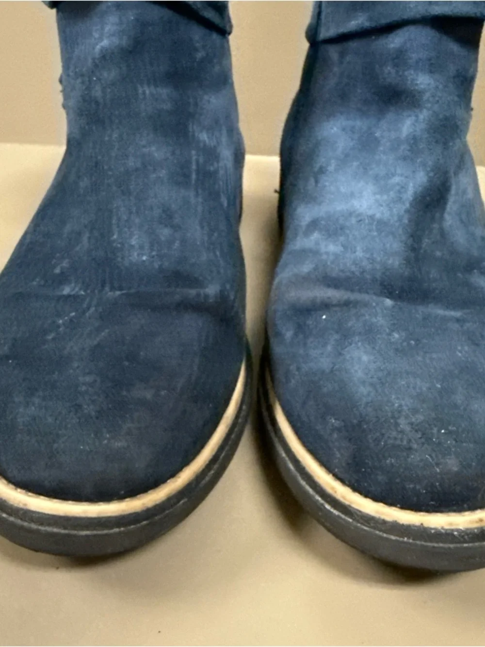 Clarks Sharon Salon Blue Suede Ankle Boots W/ Bow Side Zip Women’s Booties